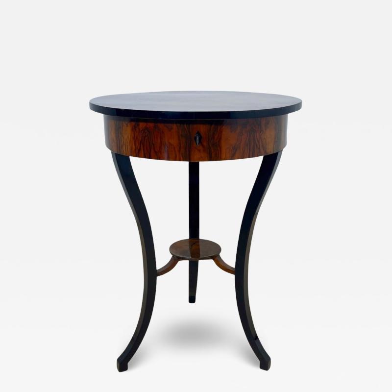 Round Biedermeier Sewing Table Walnut Ebonized Legs South Germany circa 1825