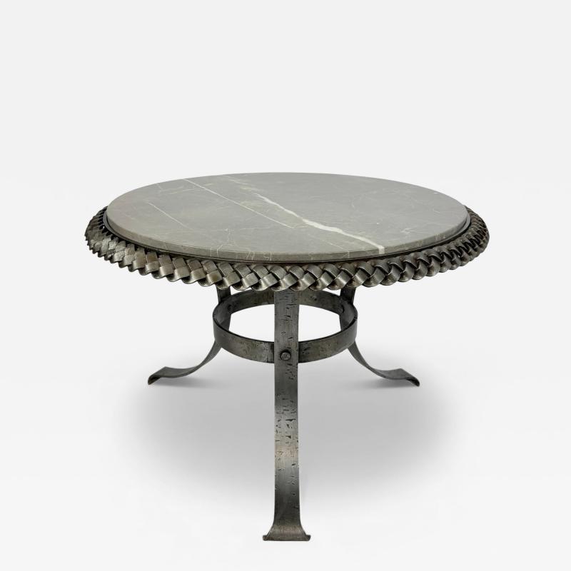 Round Braided Steel Side Table 1950s France