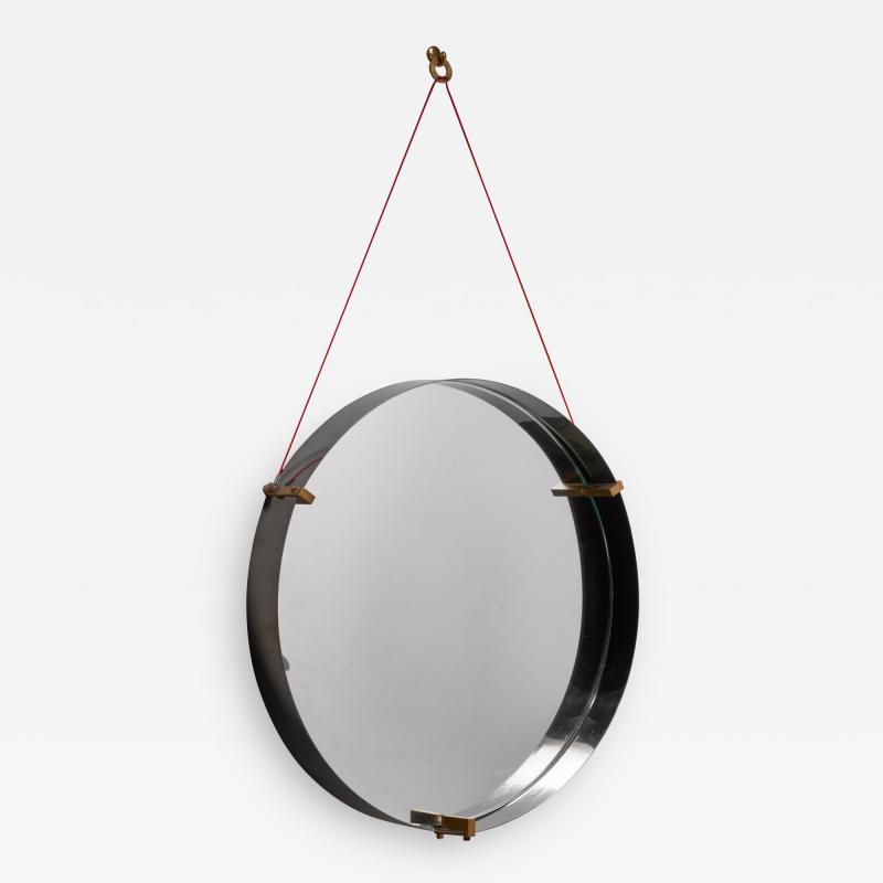 Round Brass Minimalist Mirror Italy 1950s