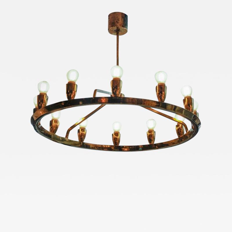 Round Brass Scandinavian Chandelier