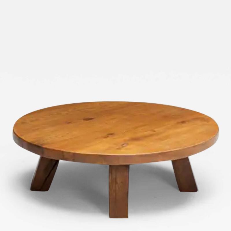 Round Brutalist Coffee Table France 1950s