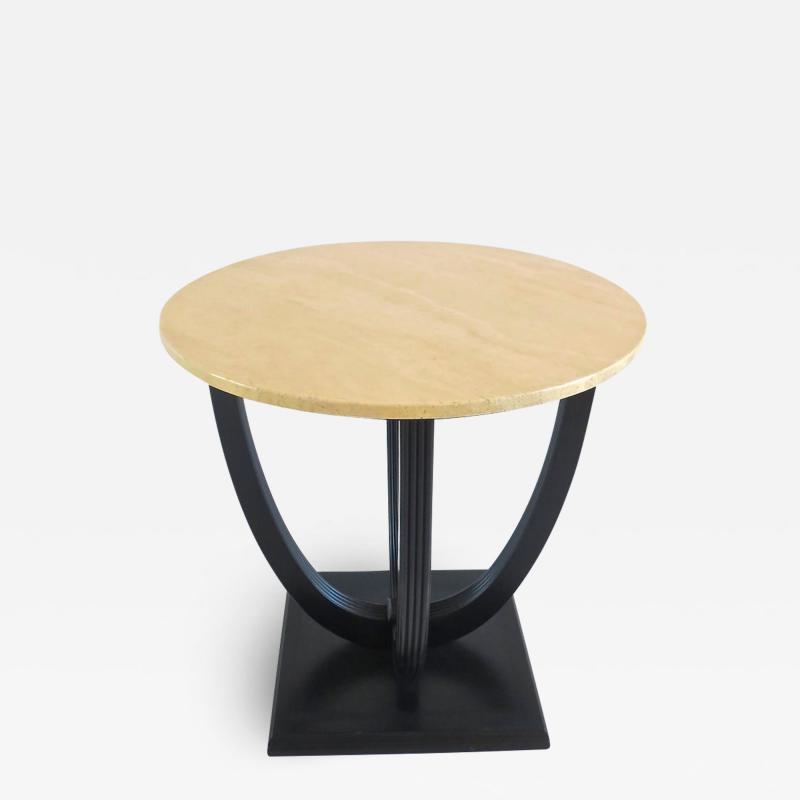 Round Deco Coffee Table Black Laquered from Excelsior Hotel Gallia 1932