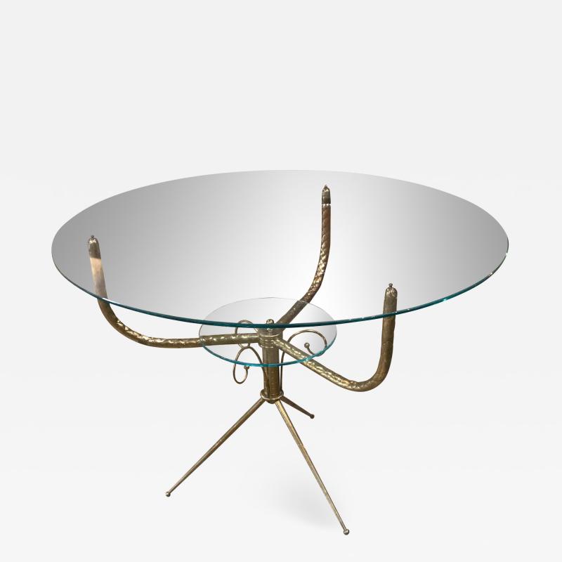 Round Deco Coffee Table in Brass Italy 1940s