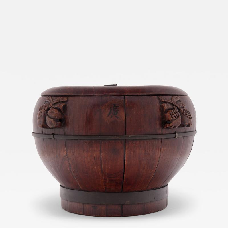 Round Grain Container with Offering Fruits