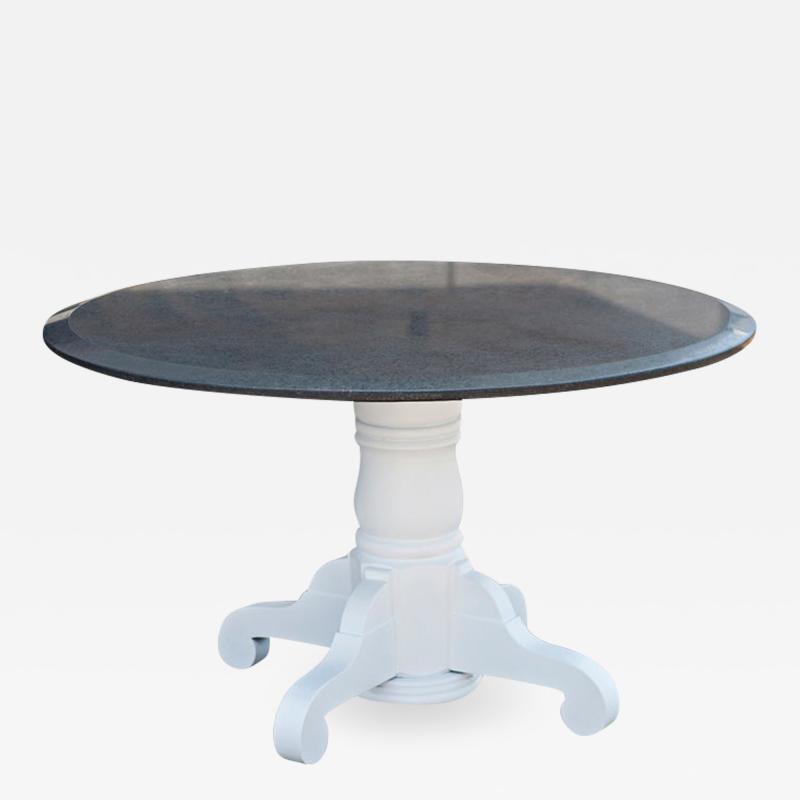 Round Granite And Wooden Dining Table
