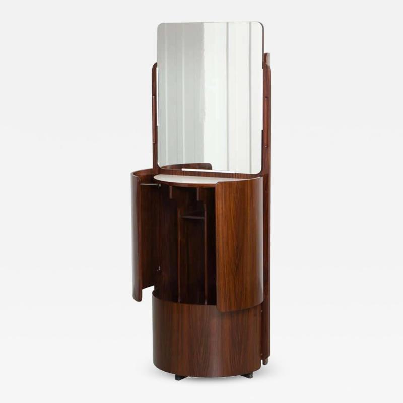 Round Italian Swivel Fold Out Wardrobe or Vanity in Rosewood