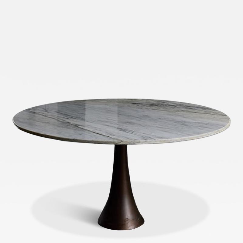Round Large Pedestal Table in Marble and Metal