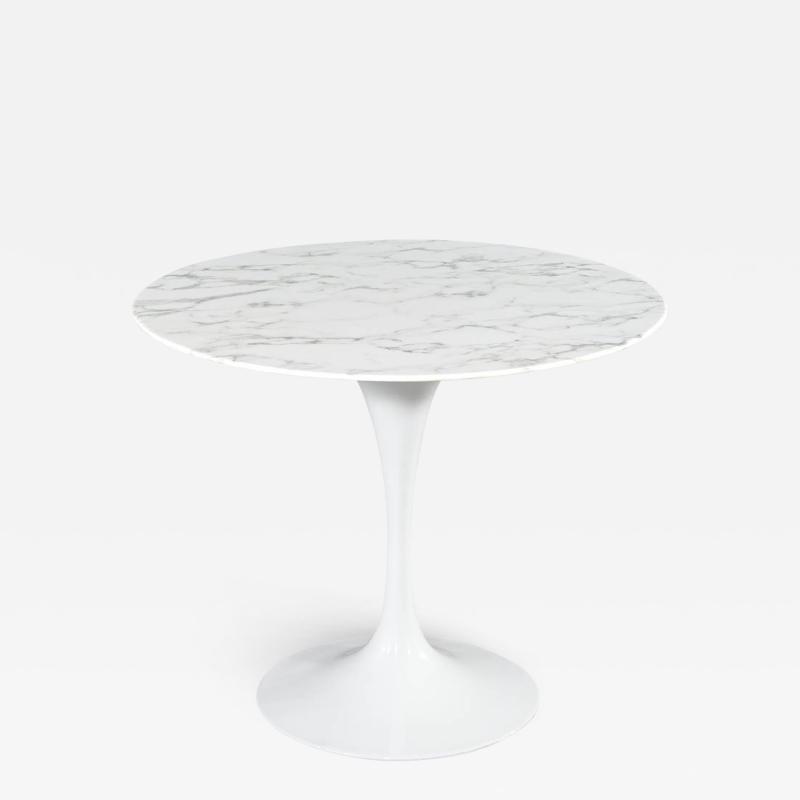 Round Marble Top Breakfast Table with Polished White Tulip Pedestal