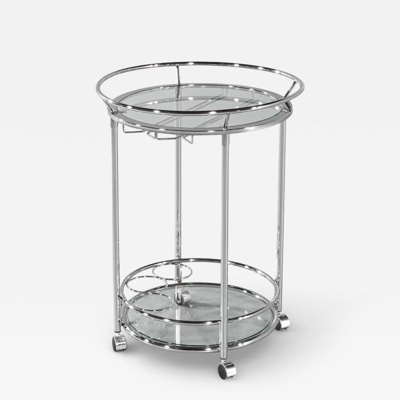Round Polished Metal Bar Cart