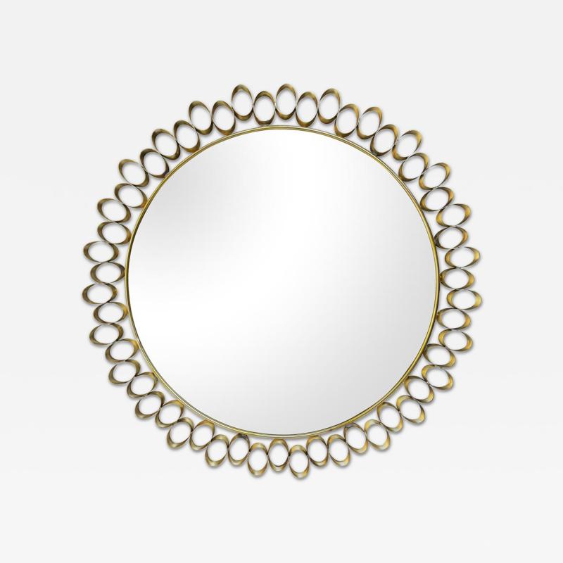 Round sculptural brass midcentury style mirror