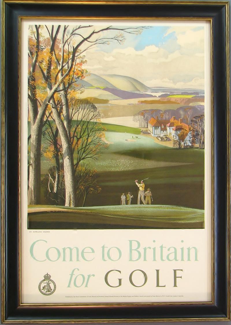 Rowland Hilder Come to Britain for Golf Vintage Travel Poster Circa 1952
