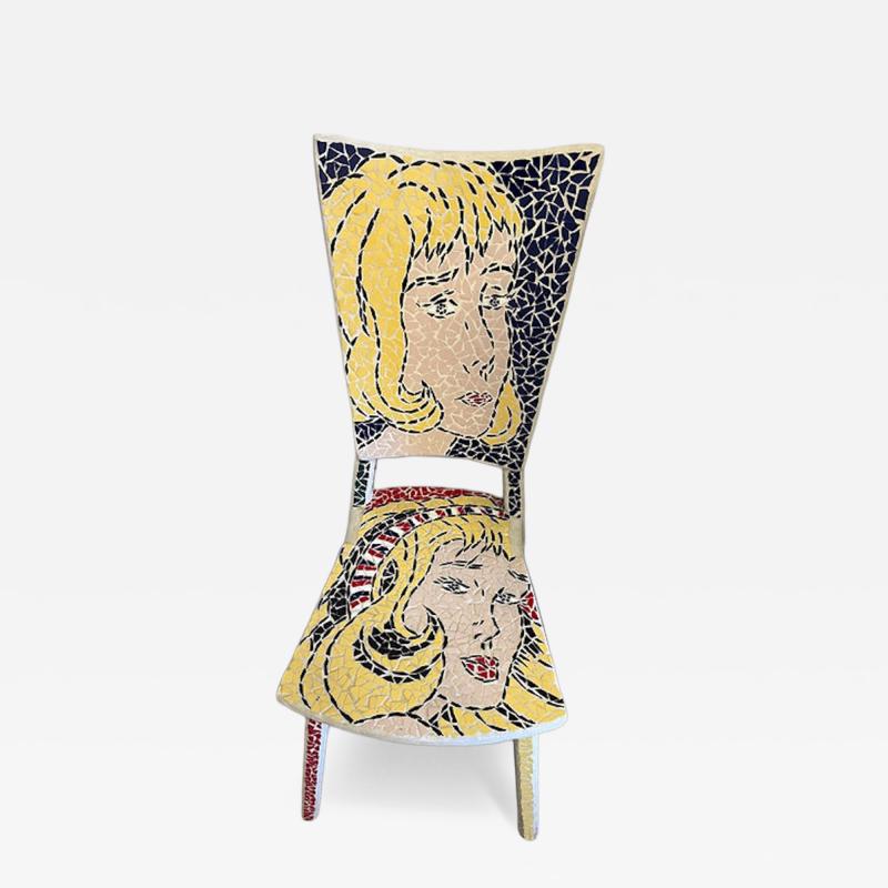 Roy Lichtenstein American Modern Pop Art Ceramic Mosaic Chair