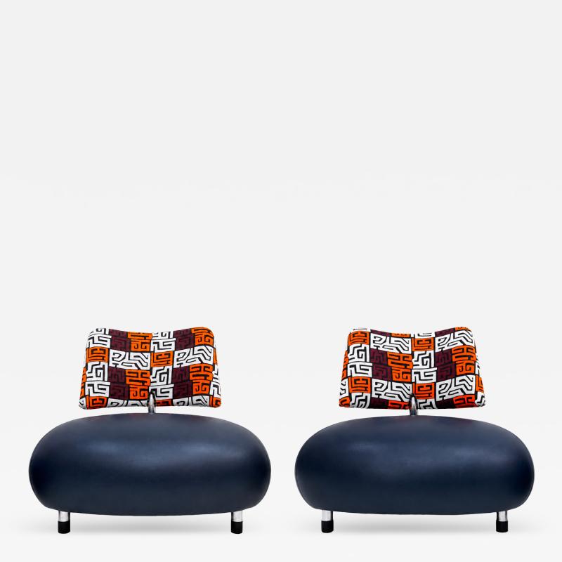 Roy de Scheemaker Postmodern Scheemaker Pallone For Ledoux Leather And Fabric Dutch Armchairs 1989