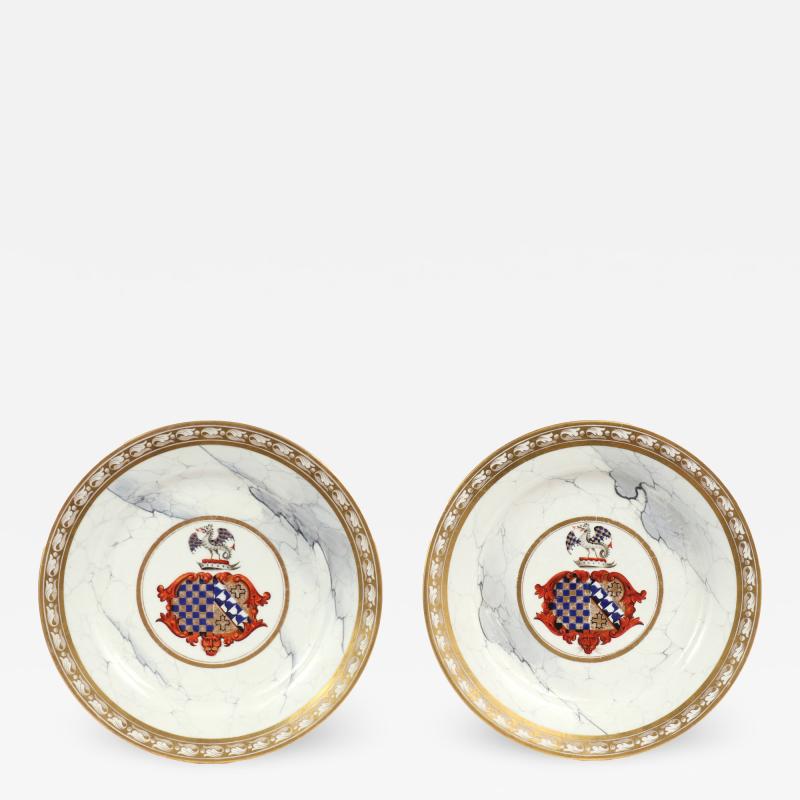 Royal Worcester Pair of Barr Flight Barr Armorial Plates c 1810