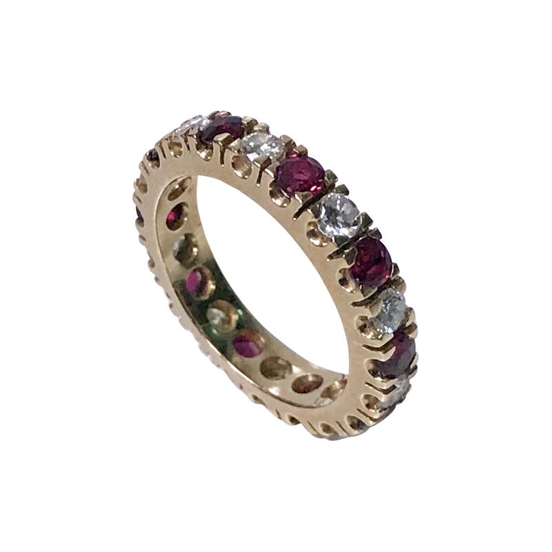 Ruby and Diamond Eternity Ring 14K