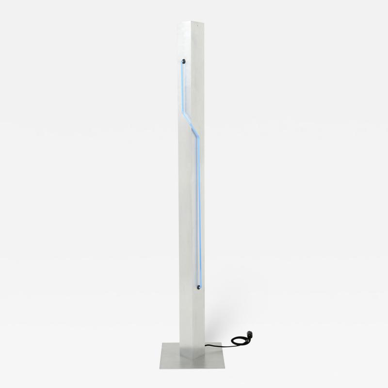 Rudi Stern Blue Neon steel Floor Lamp by Rudi Stern and Dan Chelsea for Kovacs 1983