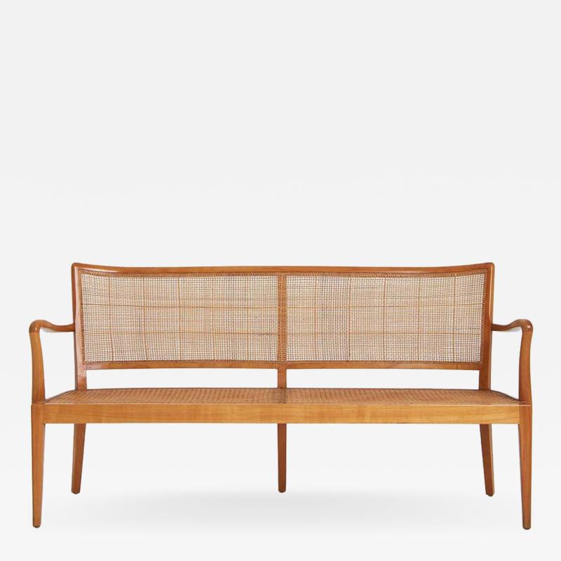 Rudolf Frank Mid Century Cane Bench by Rudolf Frank