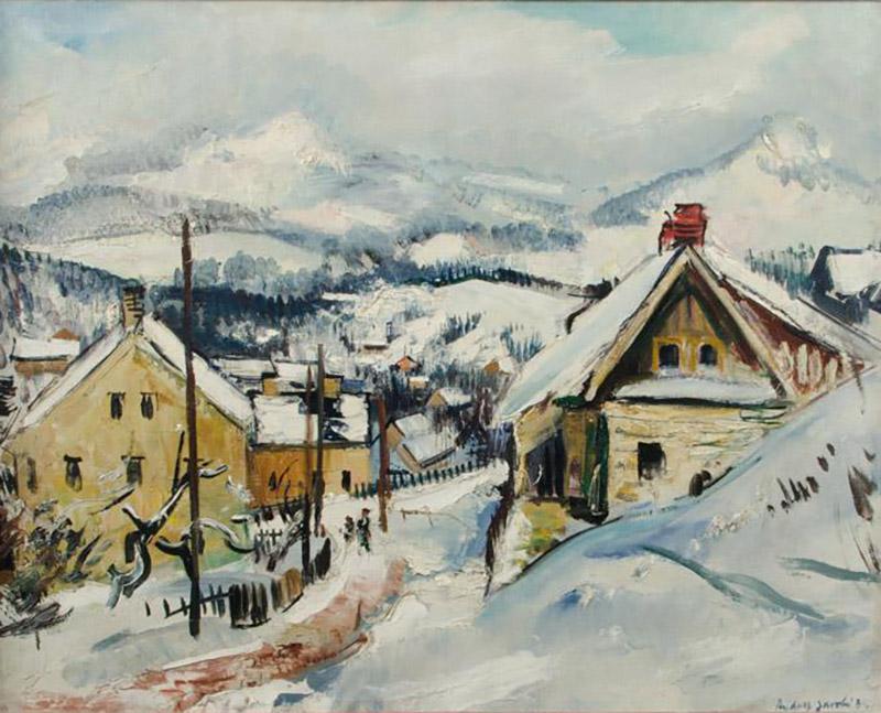 Rudolf Jacobi Rudolf Jacobi German 1889 1972 A snow covered village oil on canvas 