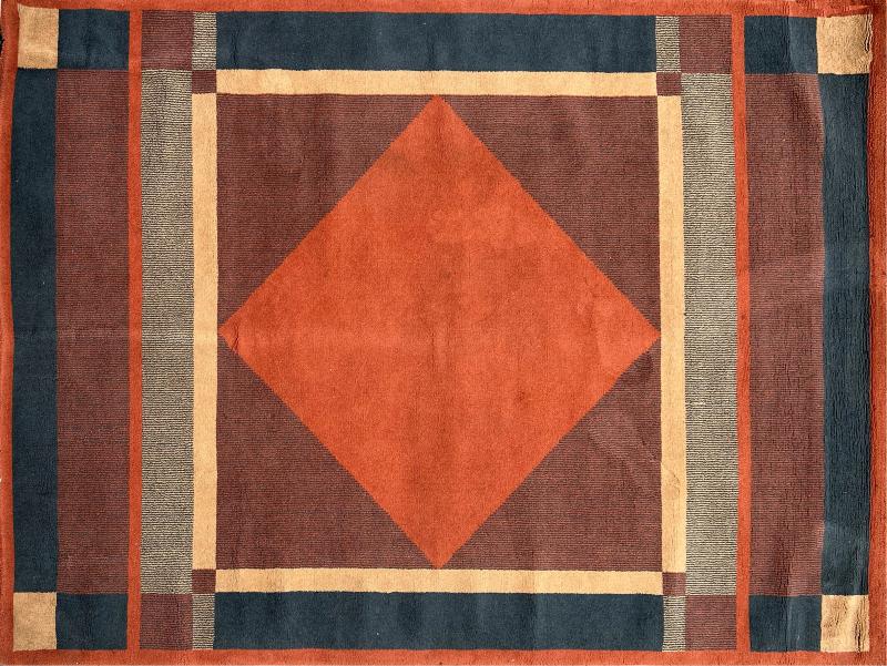 Rug in wool with geometric design France circa 1970