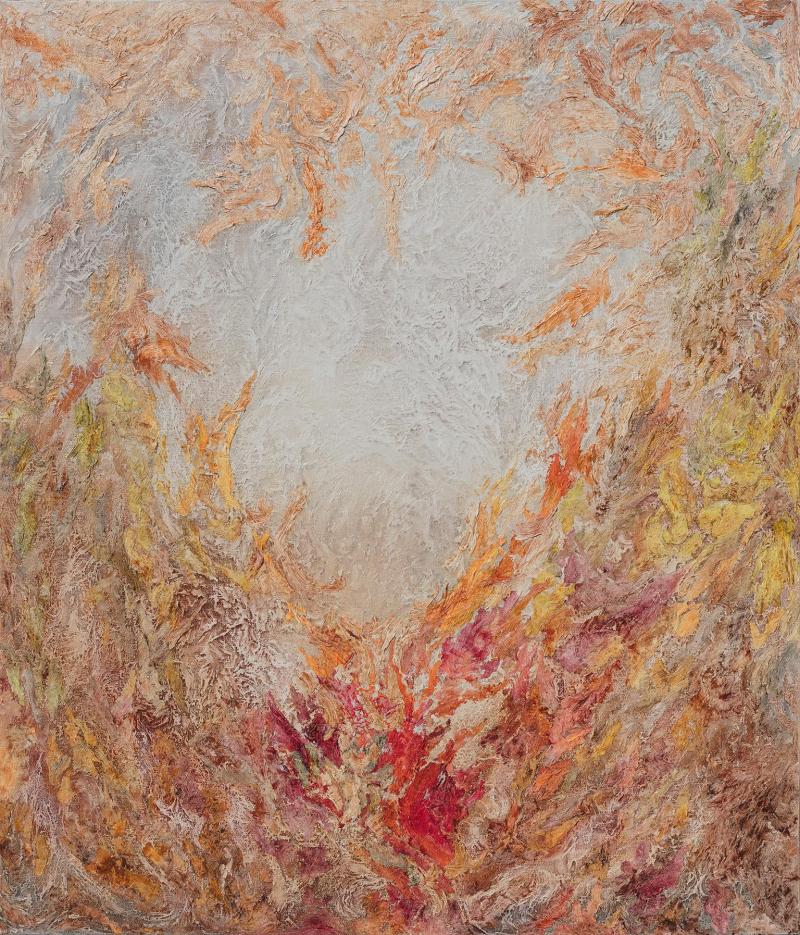 Ruggero Vanni From Matter to Energy Abstract Expressionist Painting with Pastel Warm Colors