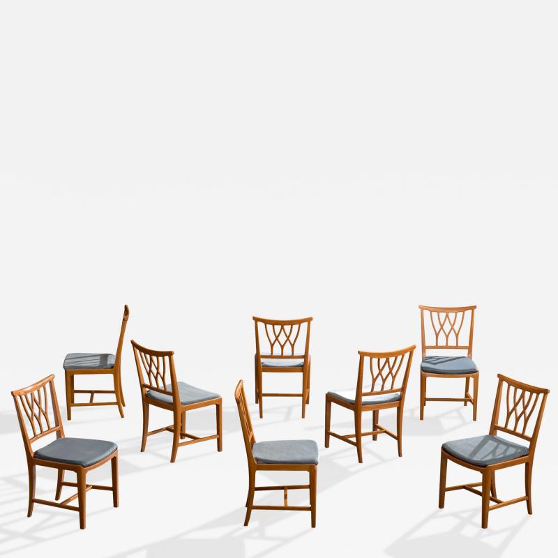 Runar Engblom Runar Engblom Dining Room Chairs with Birch and Velvet Sweden 1940s