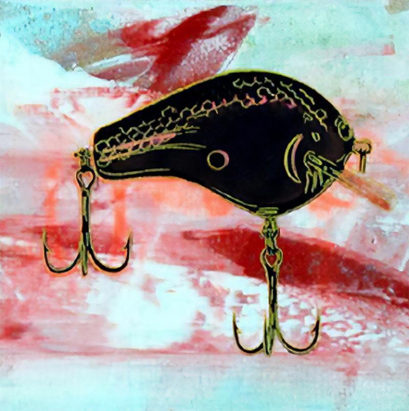 Rupert Jasen Smith Fishing Lure on Gold Pink Blue 
