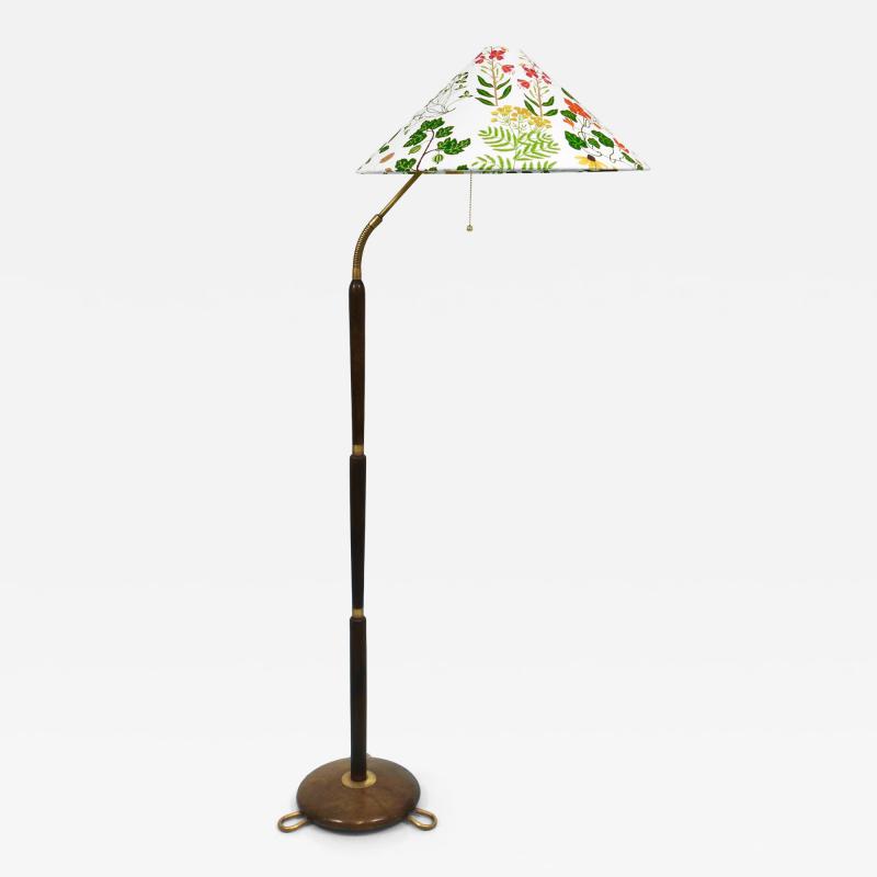 Rupert Nikoll 1940s Adjustable Walnut Brass Floor Lamp Rupert Nikoll Vienna Austria 1950s