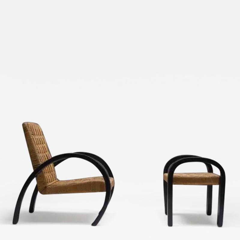 Rush Art Deco Armchair with Ottoman