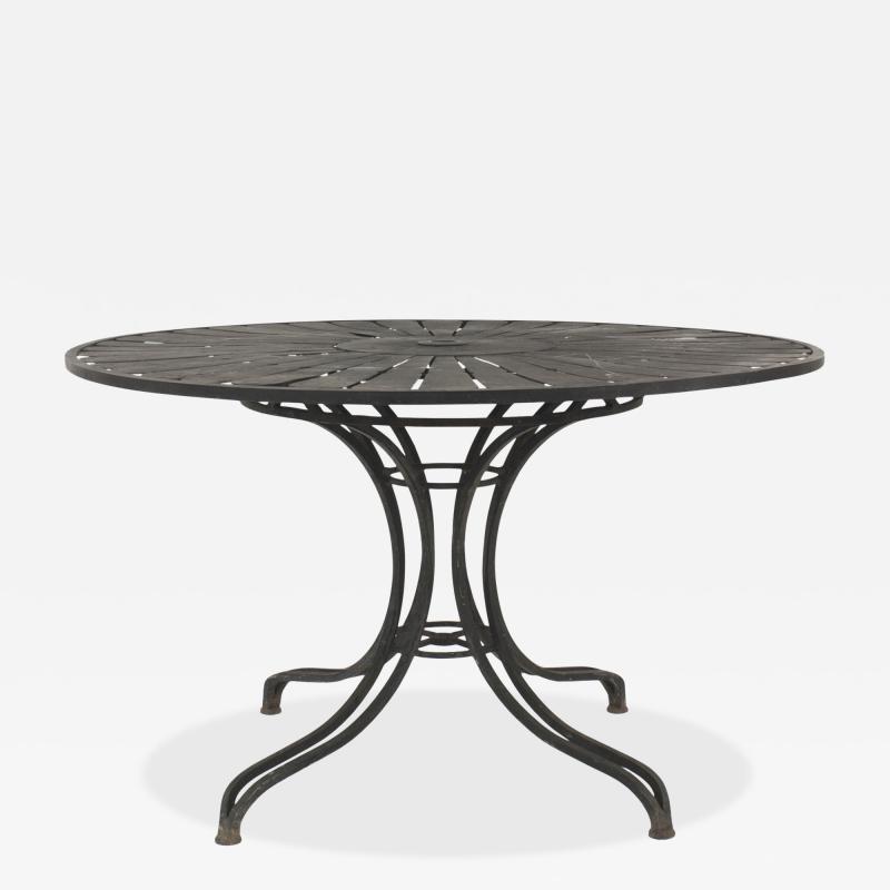 Russel Woodard American Black Enameled Iron Round Dining Table