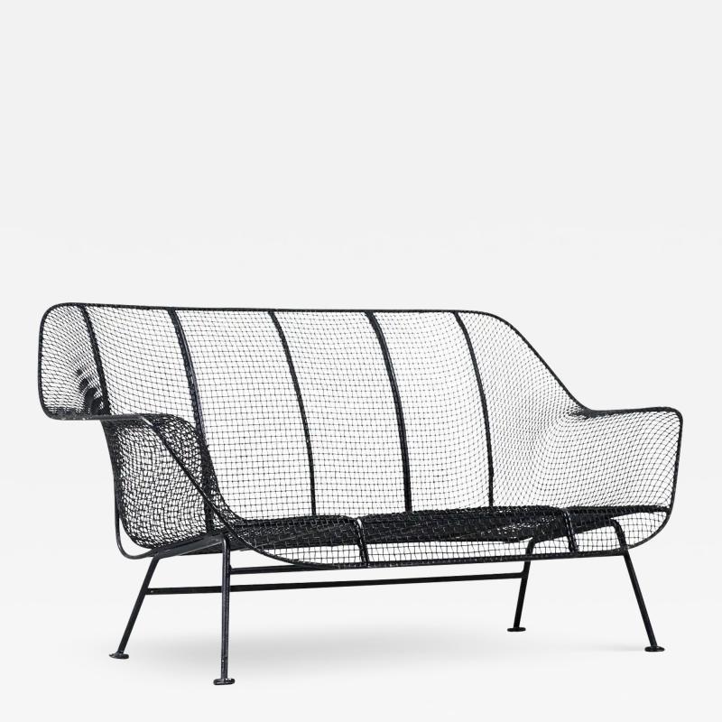 Russell Woodard Mid Century Modern Sculptura Black Iron Sofa by Russell Woodard