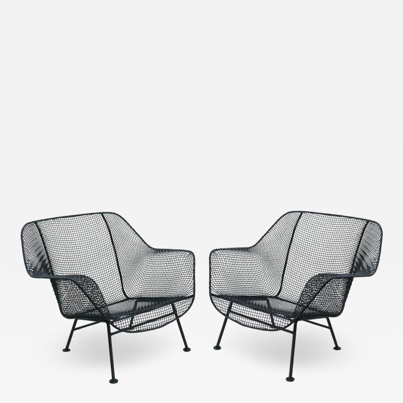 Russell Woodard Woodard Furniture Pair of Russell Woodard Sculptura Wrought Iron Lounge Chairs Mid Century Modern
