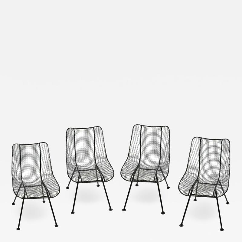 Russell Woodard Woodard Furniture Set of 4 Russell Woodard Original Black Sculptura Dining Side Chairs