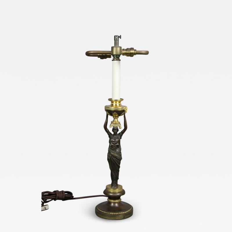 Russian Neoclassic Bronze and Ormolu Candlestick Lamp