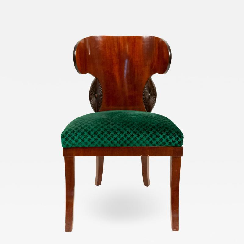 Russian Neoclassic Green Velvet Side Chair