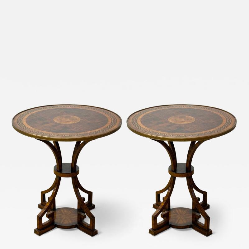 Russian Neoclassical Burlwood Brass Gueridons France 1950s