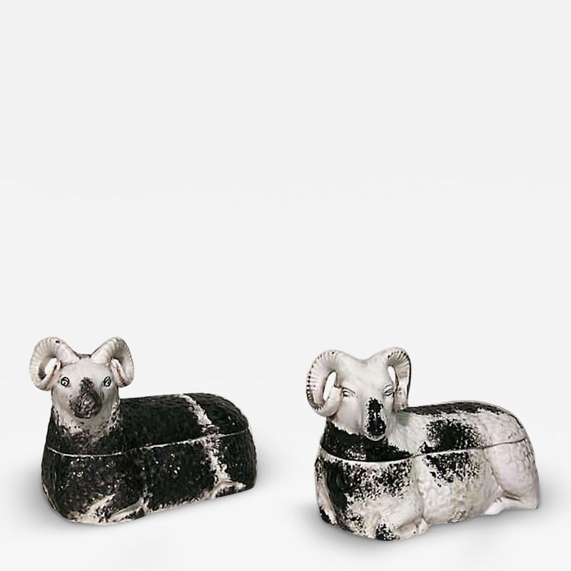 Russian Porcelain Ram Shaped Boxes