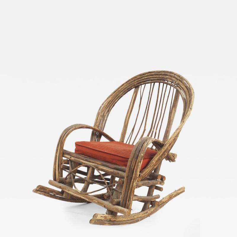 Rustic Adirondack Willow Rocking Chair