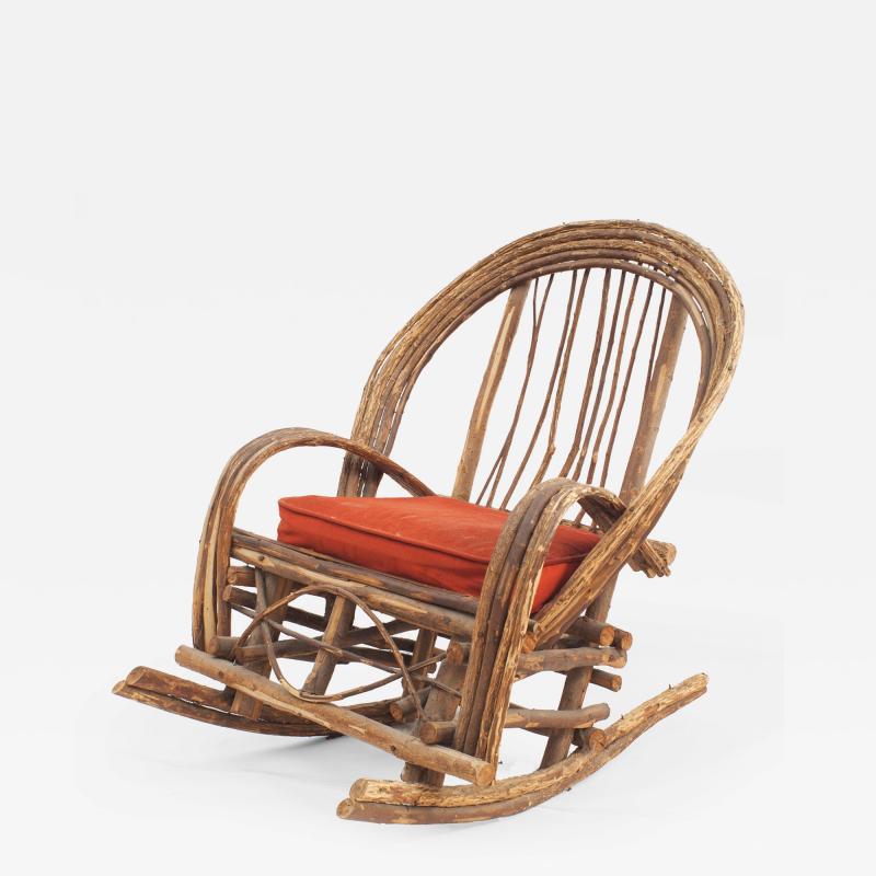 Rustic Adirondack Willow Rocking Chair