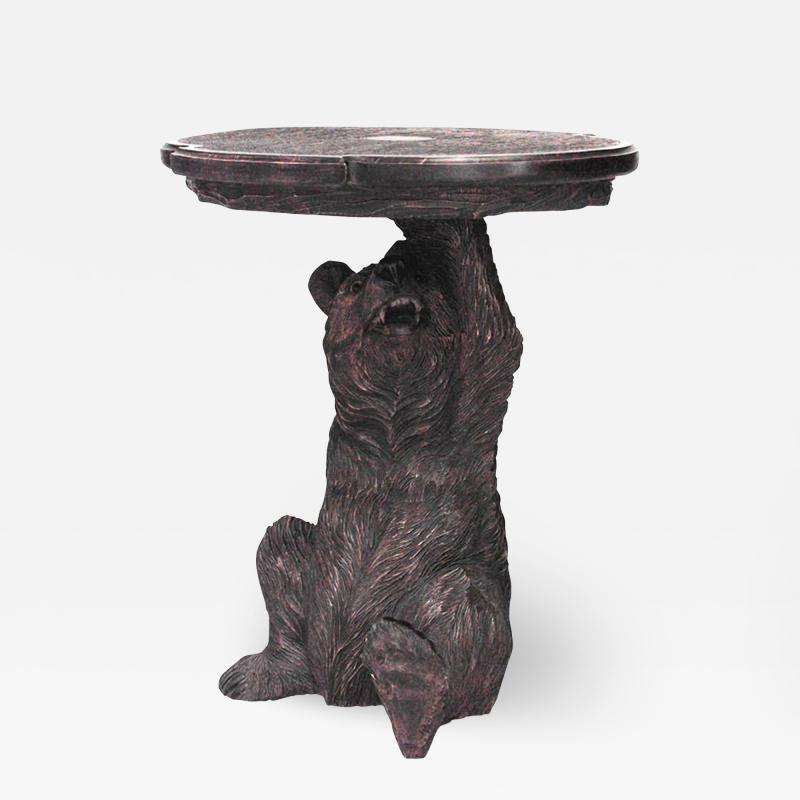 Rustic Black Forest Style 20th Cent Walnut End Table