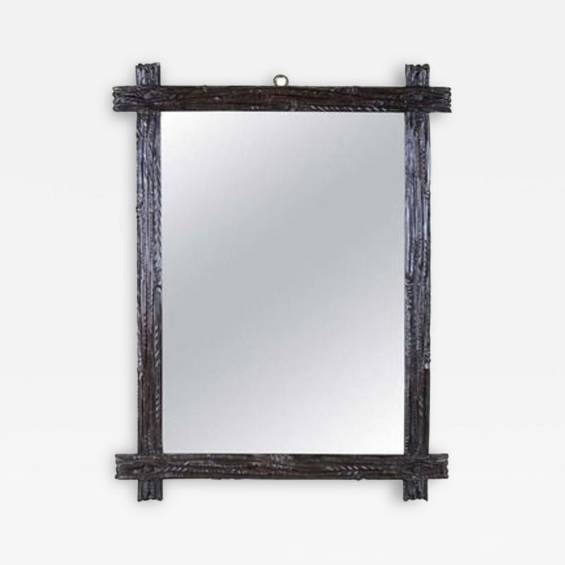 Rustic Black Forest Wall Mirror Hand Carved Austria Circa 1890