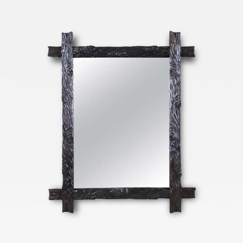 Rustic Black Forest Wall Mirror Hand Carved Austria circa 1880
