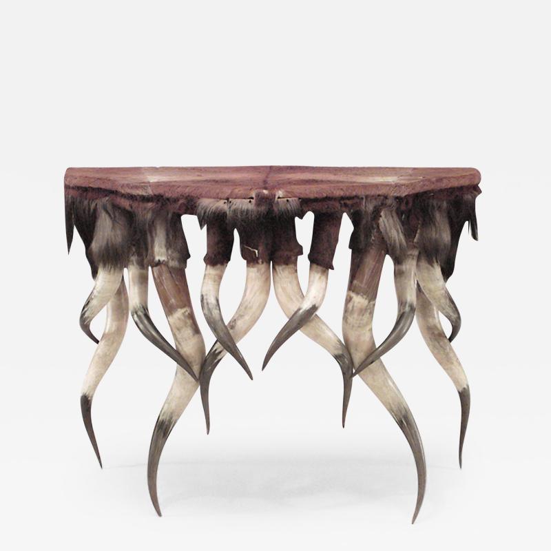 Rustic Continental 19th Cent Horn Design Shaped Console Table