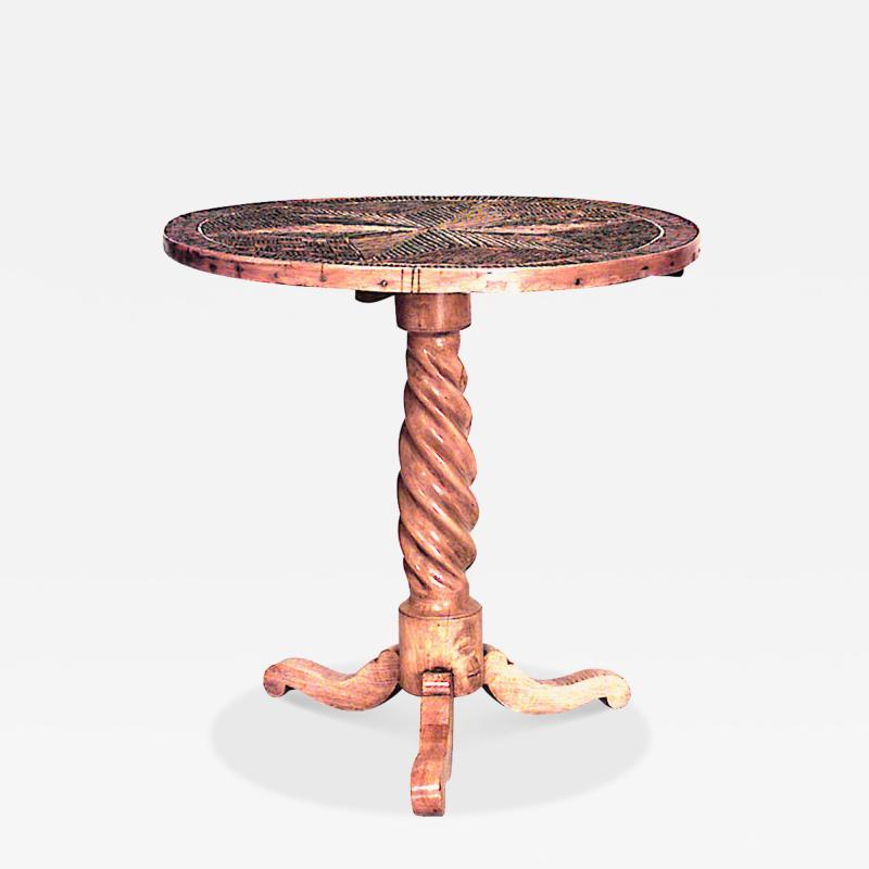 Rustic Continental Elm Wood End Table
