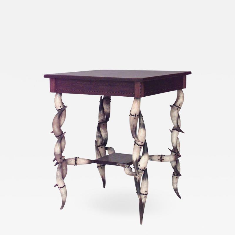 Rustic Continental Steer Horn End Table