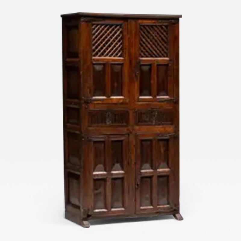 Rustic Dark Wood Pantry Cabinet Spain 1800s