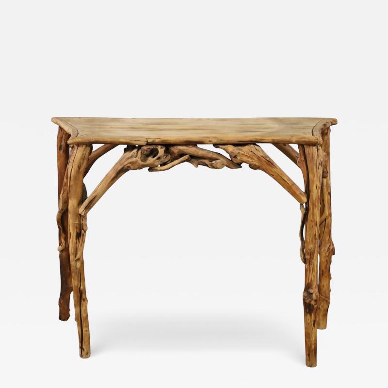 Rustic Driftwood Serpentine Console Mid Late 20th Century