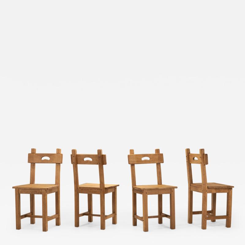 Rustic European Cabinetmaker Oak Dining Chairs Europe ca 1950s