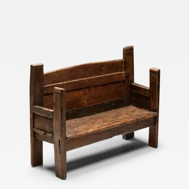 Rustic Folk Art Bench Spain 19th Century