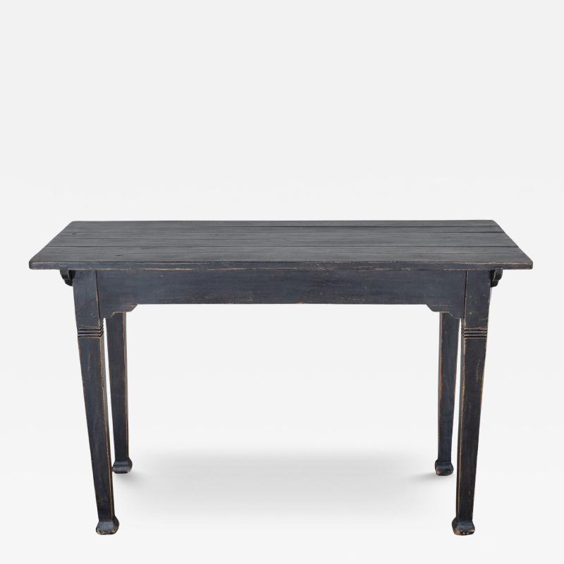 Rustic French Painted Console Table with Square Legs circa 1910
