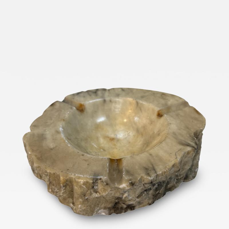 Rustic Hand Carved Marble Ashtray with Natural Raw Edge
